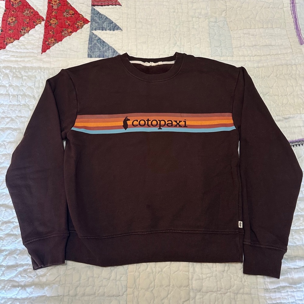 Cotopaxi Sweatshirt Brown Retro Stripe Llama Logo Small